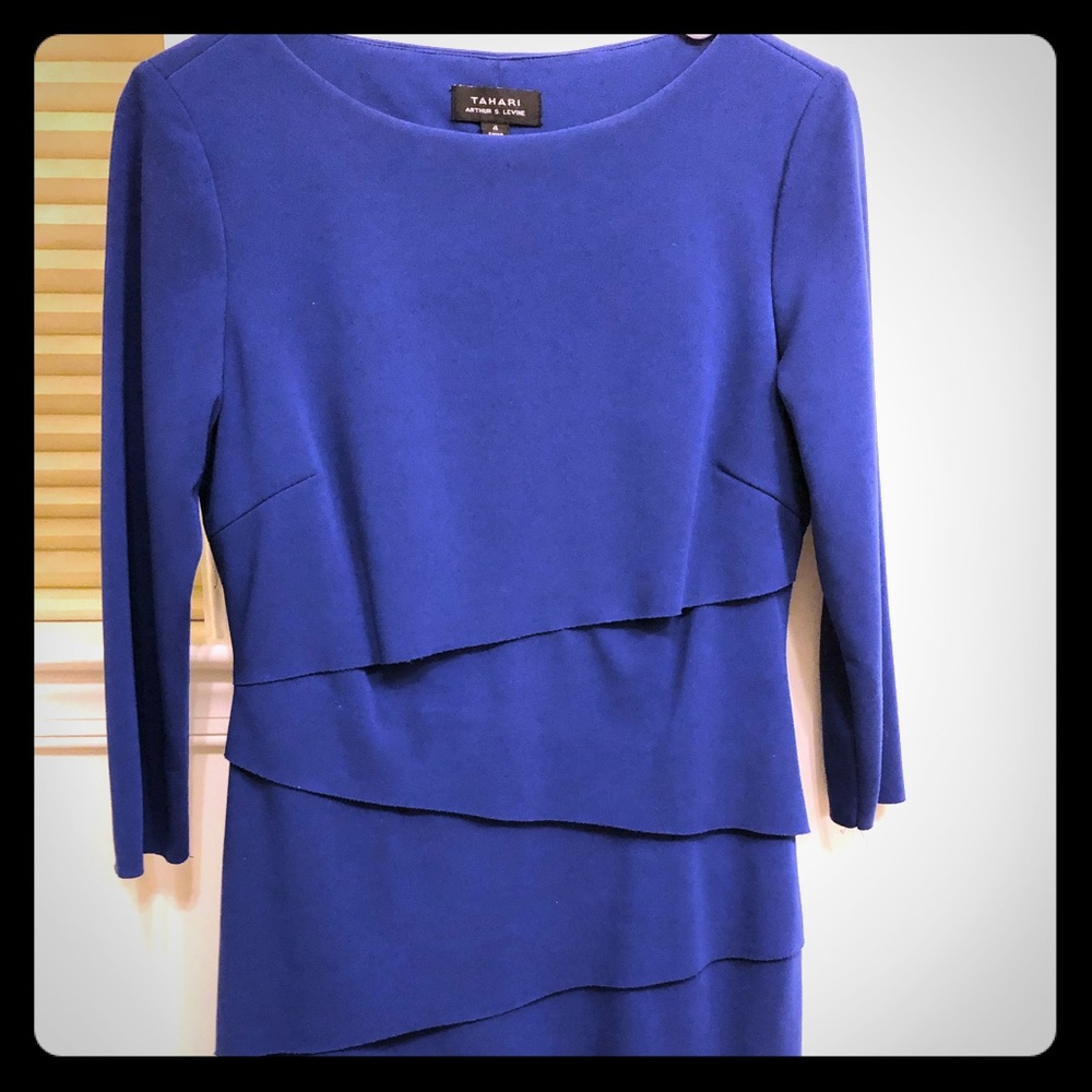 Blue Tahari mid-sleeve dress
